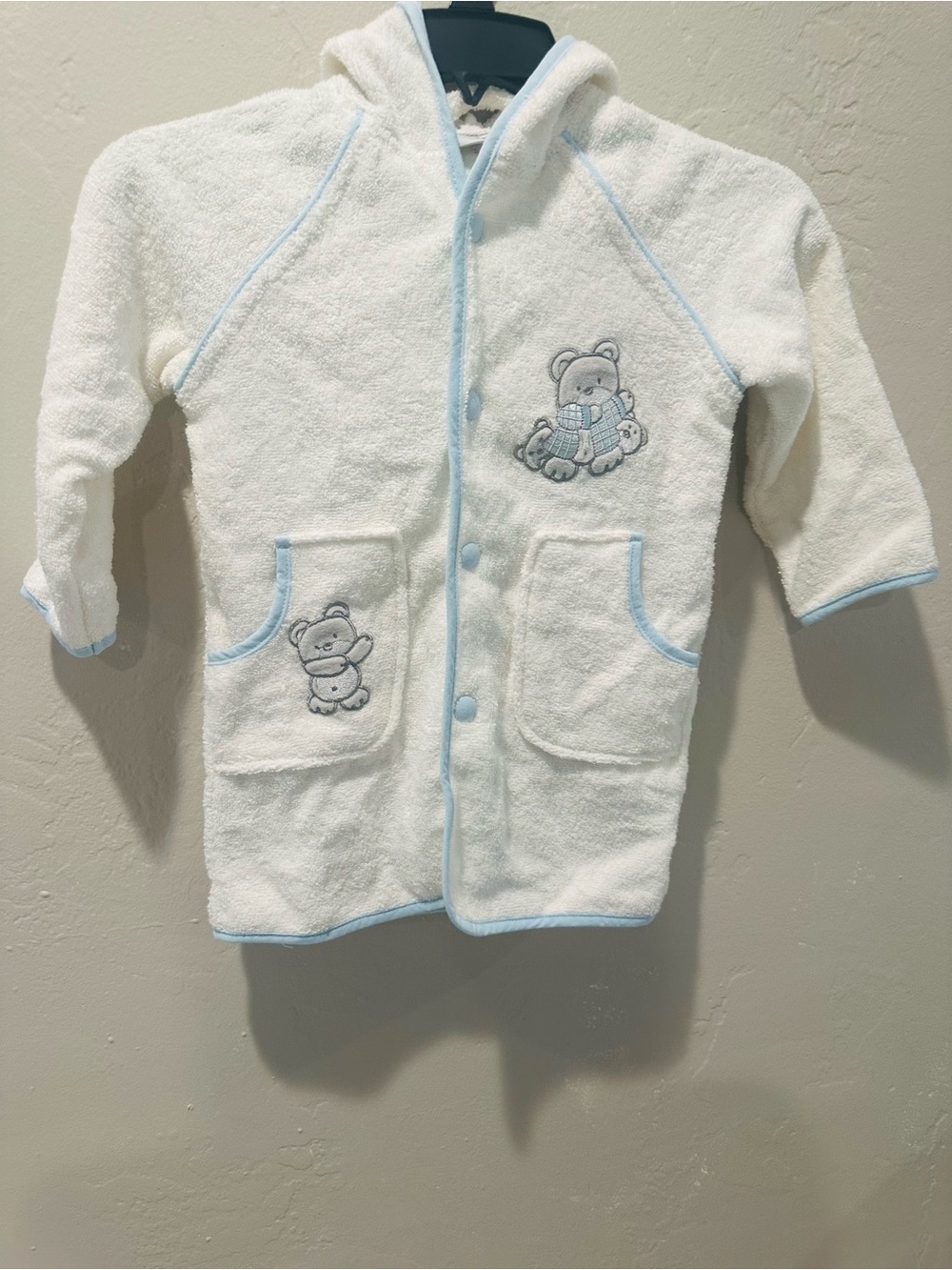 New Baby Hooded Terry Robe with Bear Embroidery - English Home 1-2 year old